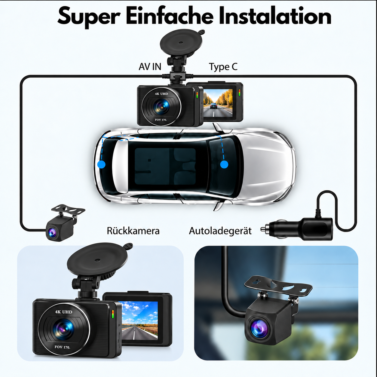 Dashcam 4K avec écran de 3,9 pouces de Heimwert