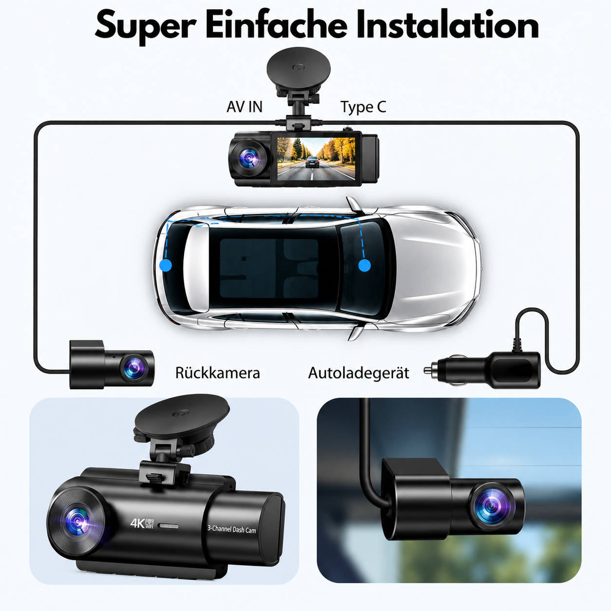 Dashcam 4K avec écran de 3,9 pouces de Heimwert